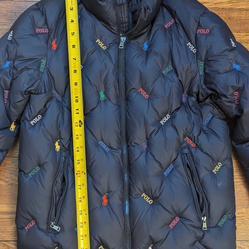 Navy Blue Ralph Lauren Puff Down Logo Jacket For Girls Size 12-14 - Picture 7 of 13